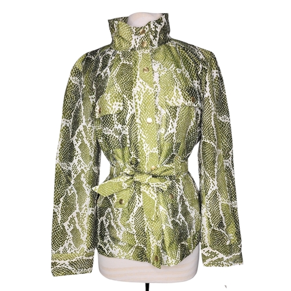 Jones New York Sport Woman's  Green Snake Print Lt Weight Jacket Sz L - Picture 9 of 10